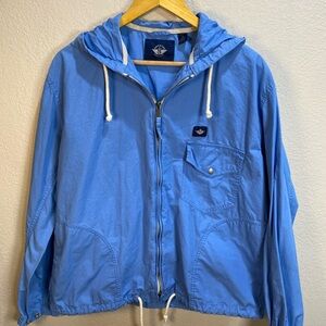 Dockers Alpha Khaki Light Blue Men’s Hooded Windbreaker